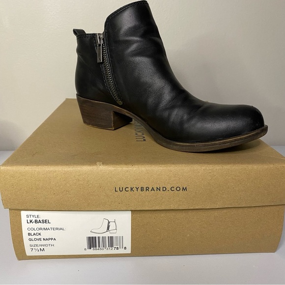Lucky Brand Basel ankle boot black leather size 7.5 - Picture 9 of 9